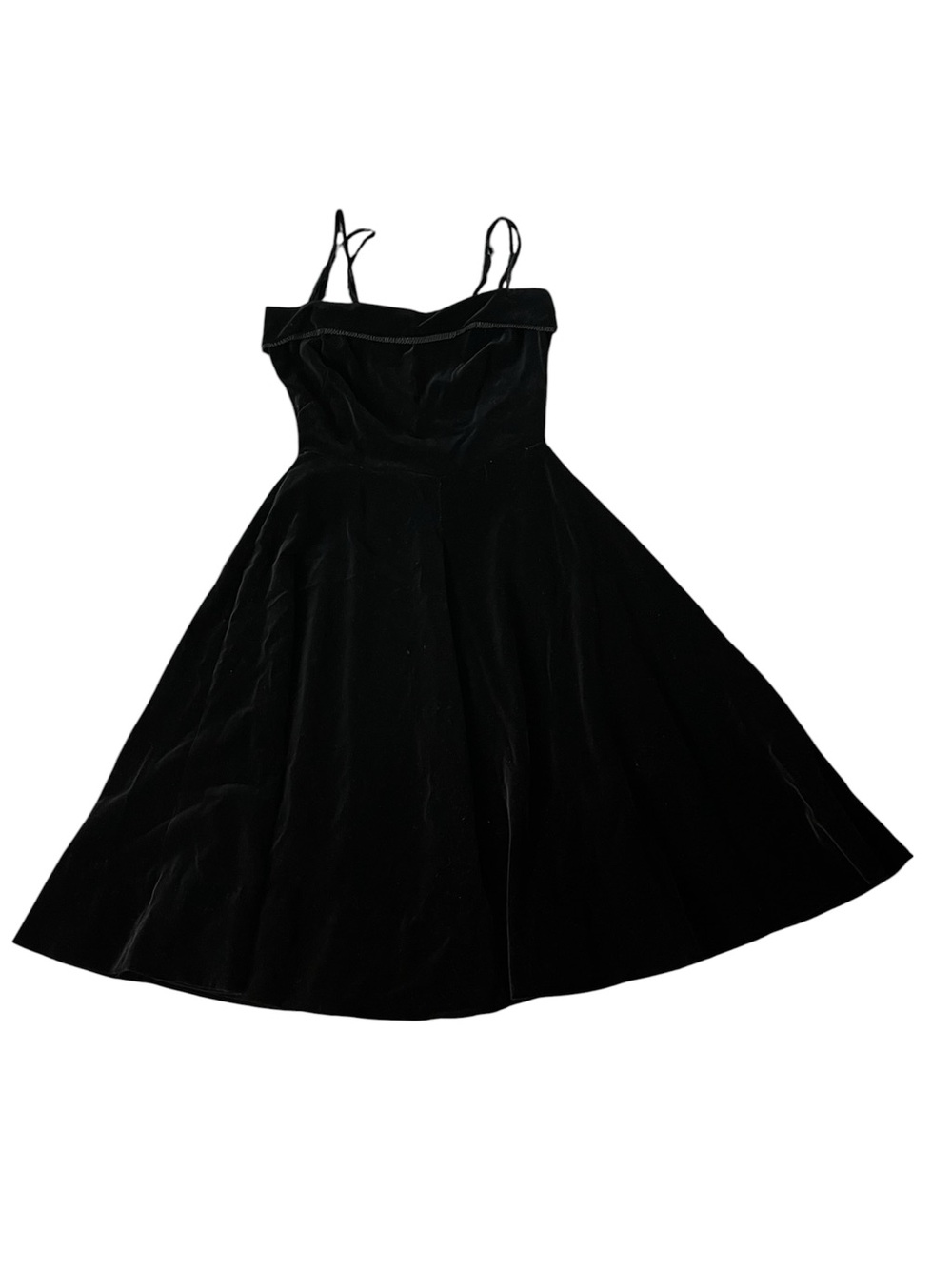 Black Velvet Spaghetti Strap Fit-and-Flare Dress